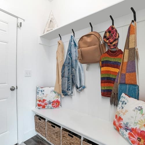 Stylish Black Metal Coat Hooks for Wall - Set of 5 | Modern Decor for Jackets, Towels & Hats