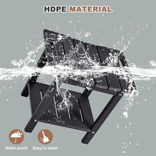 Weather-Resistant HDPE Shower Bench, Waterproof Foot Stool for Spa Bathroom (Black)