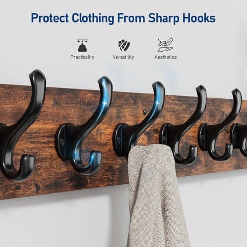 Rustic Farmhouse Coat Rack with 10 Hooks for Entryway