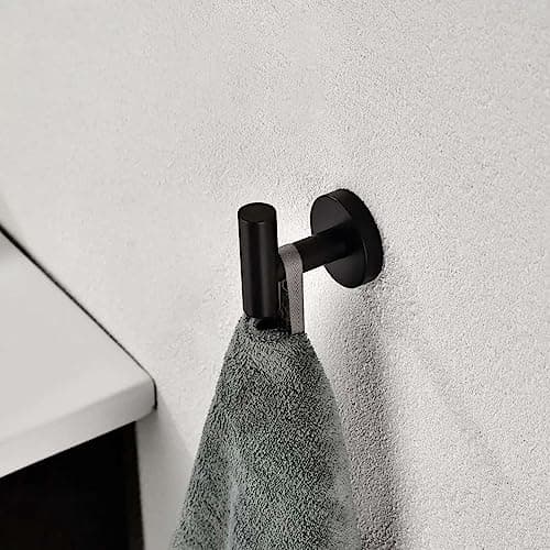 Modket 4 Pack Matte Black 304 Stainless Steel Bathroom Towel Hooks Holder