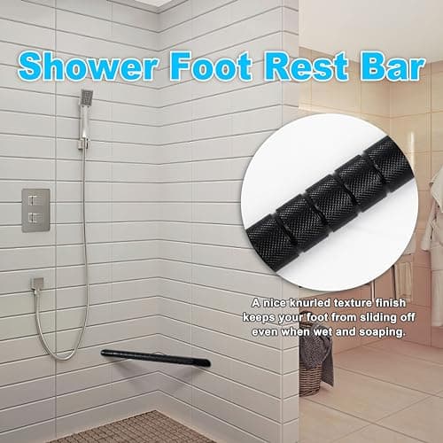 Black Wall-Mounted Stainless Steel Shower Foot Rest for Leg Shaving…