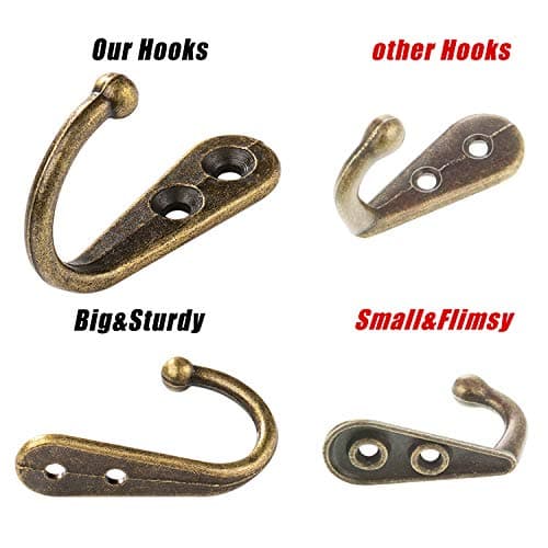 30 Piece Large Wall Mount Coat Hook with Rustic Bronze Finish and 60 Screws for Bath/Kitchen/Garage