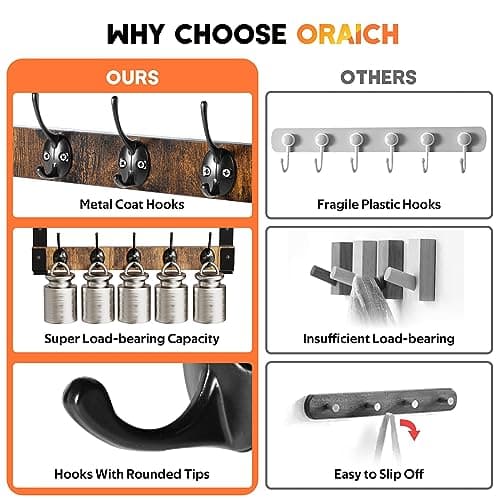 Wall Hooks with Shelf Coat Rack, Wall Mount Hanging for Entryway, Living Room, Bathroom