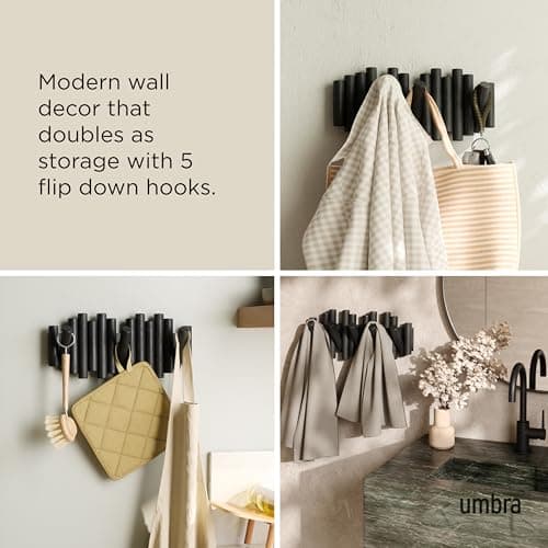 Umbra Black Wall-Mounted Coat Rack with 5 Pegs