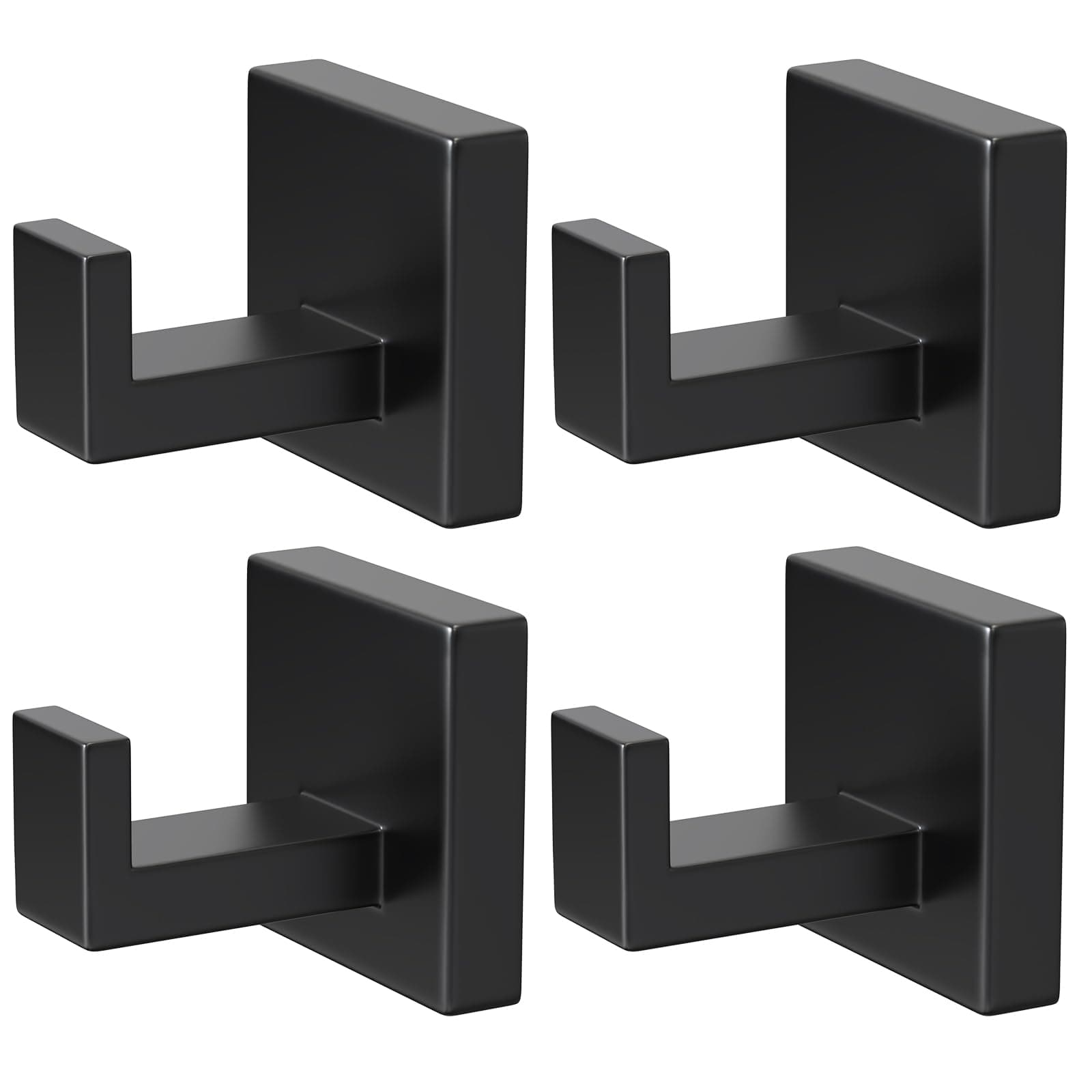 PMMASTO Black Stainless Steel Towel Hooks, Bathroom & More (4PC)