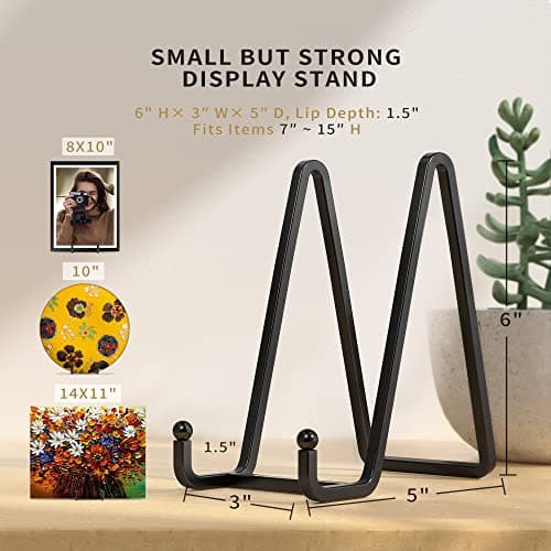 3 Pack Black Metal Wire Plate Display Stand + Picture Easel (3pcs)