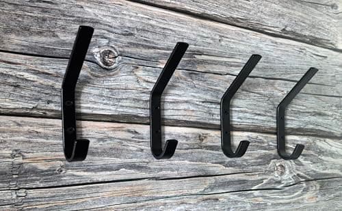 Lofekea Heavy Duty Large Wall Hooks, 4 Pack, Black Metal for Bathroom, Entryway & Mudroom