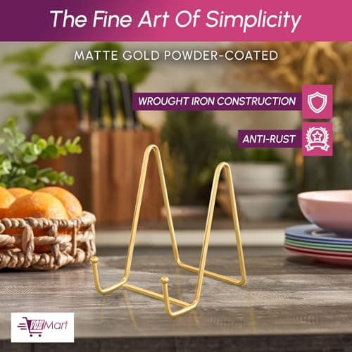2 Pack 4 Inch Gold Metal Plate Stands for Books & Decorative Art- Table & Party Displays
