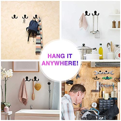 14 Pack Heavy Duty Double Prong Coat Hooks Wall Mounted with Screws for Hanging Items