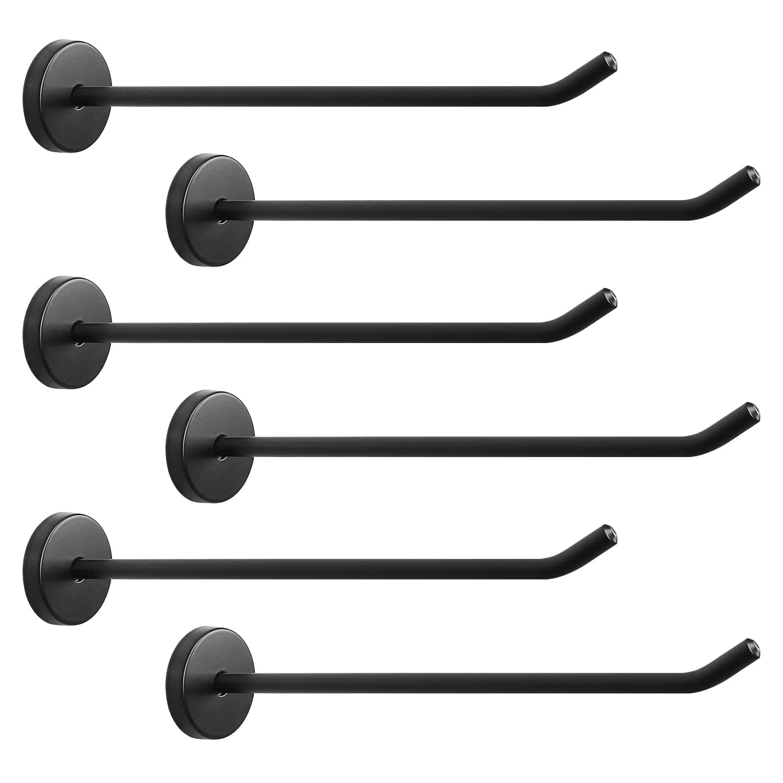 NearMoon 304 Stainless Steel Coat Hooks, 6 Pack Matte Black, Heavy Duty for Bathroom and Living Room