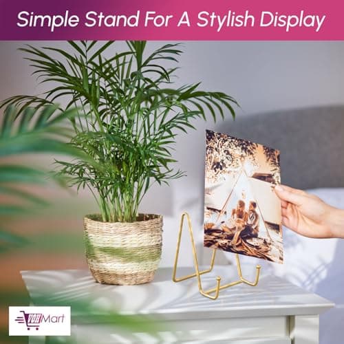 2 Pack 4 Inch Gold Metal Plate Stands for Books & Decorative Art- Table & Party Displays