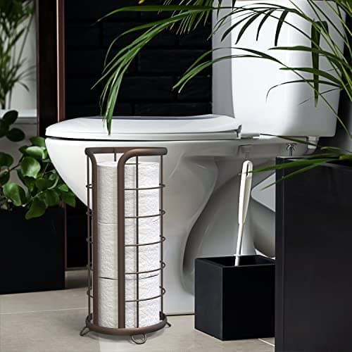 Brookstone Bronze Freestanding Toilet Paper Holder, Modern & Stylish Storage Solution