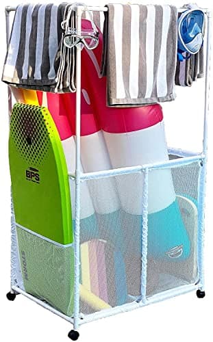 Essentially Yours White Pool Storage Bin with Towel Bars (34.5" W x 25" L x 62.6" H) Style 418566