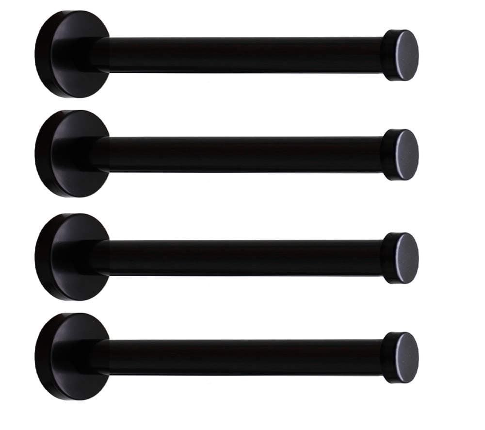 Classic Black Heavy Duty Wall_mount Hooks, 4 Pack (8")