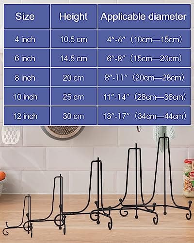 Lzerking 8-Pack 4-Inch Foldable Iron Picture Stand, Black Easel for Decorative Plates & Photo Frames