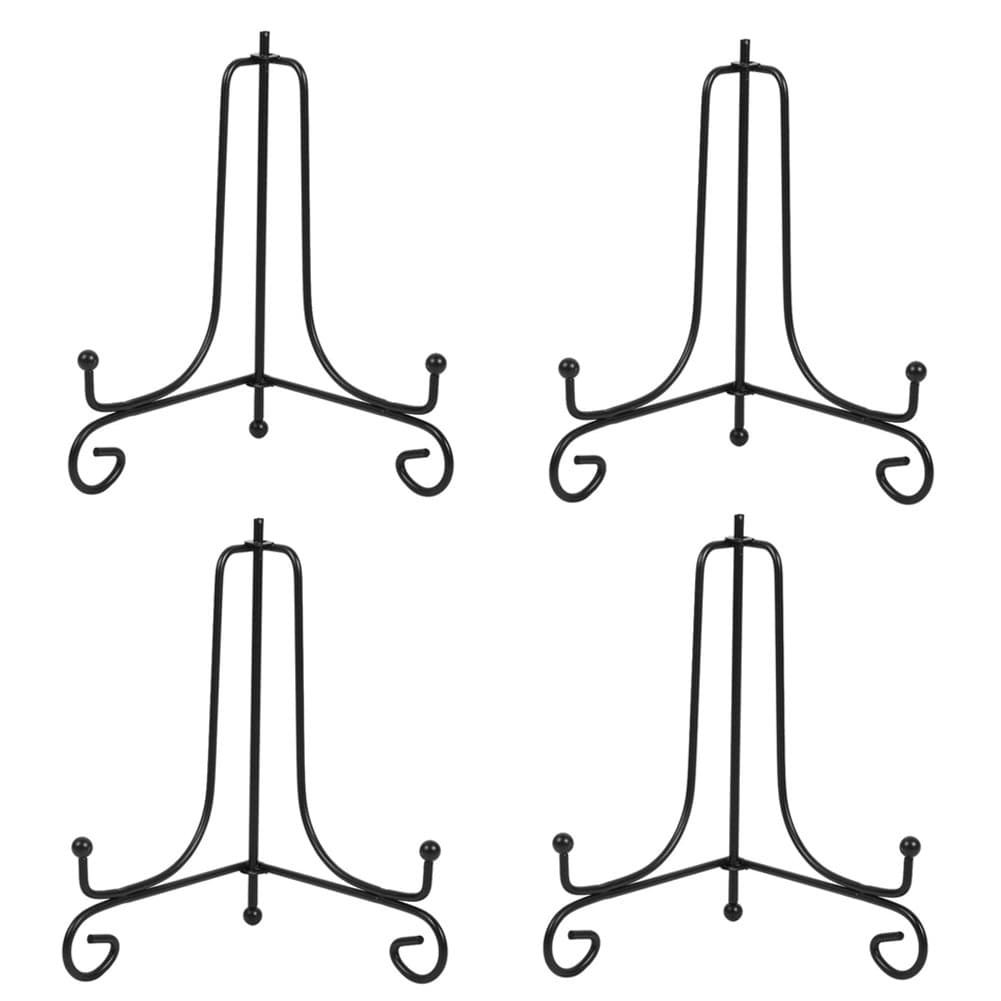 (4 Pack) Iron Display Stand for Picture Frames, Cookbooks, Decorative Plates, Tablets, and Art