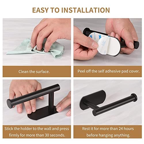 Black Wall-Mount Toilet Paper Holder: No Drilling Needed
