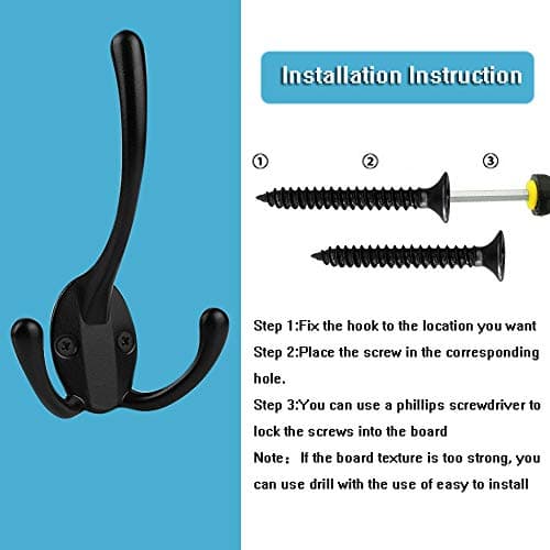 10 Pack Retro Double Utility Coat Hooks for Bath Kitchen Garage (3 Prongs, 50 Screws Included)