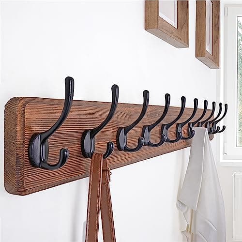 SKOLOO Farmhouse Wall Mount Coat Rack, 10 Hooks Pine Wood Hanger