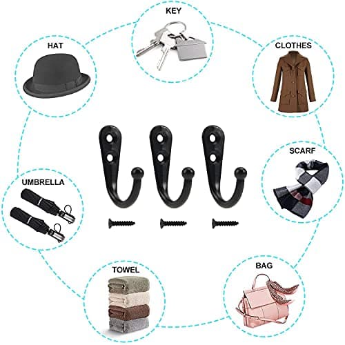 POZEAN Black Coat Hooks 40 Pack with 80 Screws