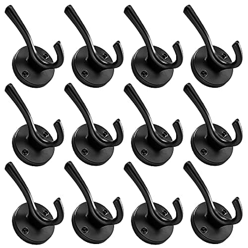 ZUONAI Matte Black Coat Hooks 12 Pack Heavy Duty Kitchen Bath Wall Mount Hooks