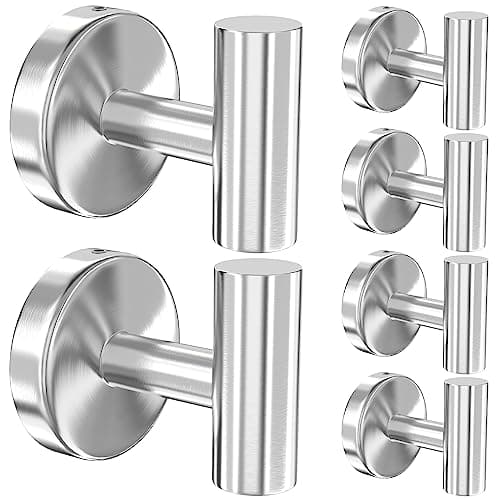 Stusgo 4-Pack Matte Black Stainless Steel Towel Hooks for Bathroom Wall Mounted — Sliver Drilling“t”shape 6pc