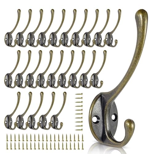 Heavy Duty Metal Wall Hooks (10 Pack), Black - Ideal for Living Room, Bathroom, Kitchen, Bedroom - Coats, Towels, Hats, Keys, Bags — 25pack-Bronze