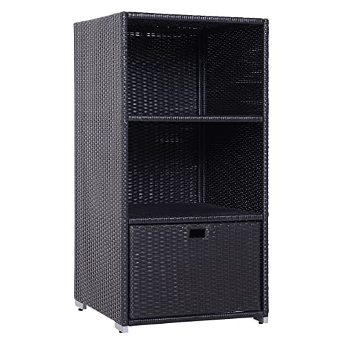 Outsunny Valet Pool Towel Rack, Espresso, 2 Shelves + 1 Basket Drawer