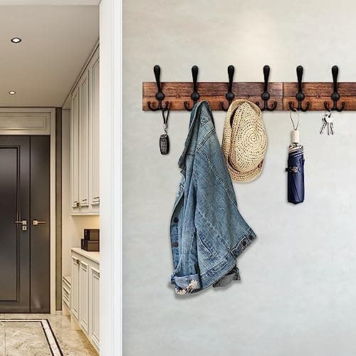 Wall Mounted Coat Rack with 8 Hooks for Entryway