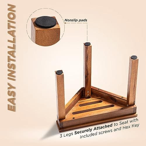 BLUEWEST Acacia Wood Shower Foot Stool for Inside Showers