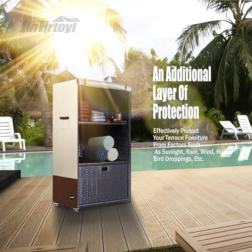 Outsunny Beige & Brown Heavy Duty Pool Towel Rack Cover