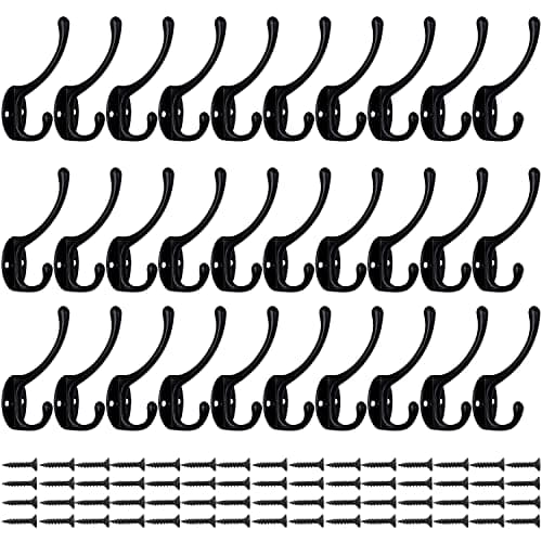 IBosins Silvy Heavy Duty Dual Coat Hooks Wall Mounted (Silvery)  
IBosins Silvy Heavy Duty Dual Coat Hooks for Home Entryway (Silvery)  
IBosins Silvy Heavy Duty Dual Coat Hooks with 40 Screws (Silvery) — 30 Pcs Black