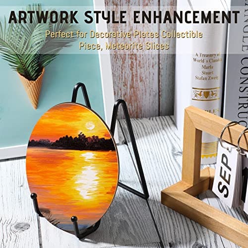 Mixweer 6 Inch Plate Stand 18 Pack Metal Picture Frame HolderDecorative Display Easel Tabletop Art(Black)