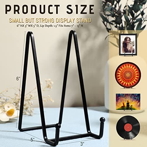 Mixweer 6 Inch Plate Stand 18 Pack Metal Picture Frame HolderDecorative Display Easel Tabletop Art(Black)