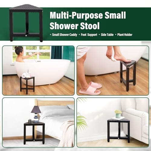 TYYIHUA Waterproof Shower Stool, 13.2" Leg Shaving Foot Rest, Black