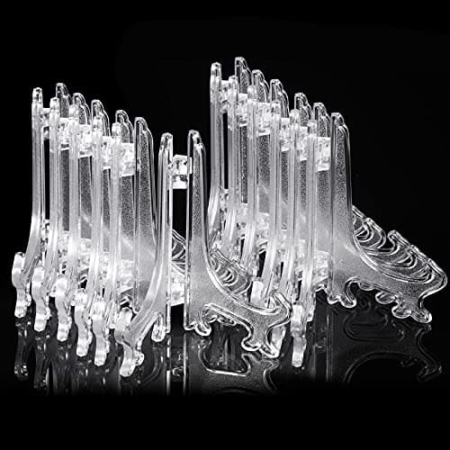 Boao 24-Piece Clear 5" Plastic Easel Plate Display Stand Holder for Weddings, HomeDecoration