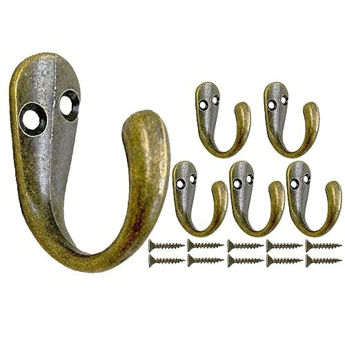 Black 6-Pack Antique Jacket Hooks for Entryway Heavy Duty Wall Mount — Bronze