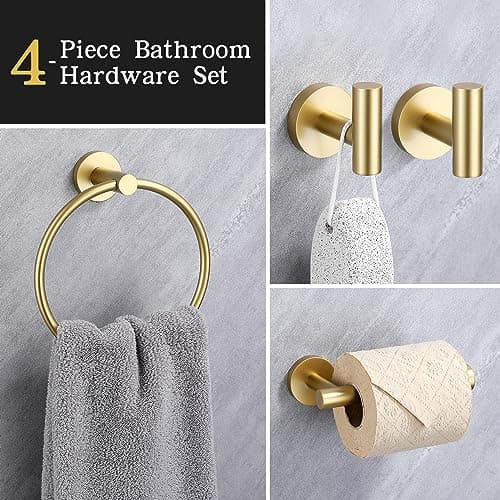 Lairuier 4-Piece Bathroom Hardware Set in Brushed Gold
