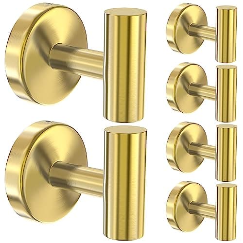 Stusgo 4-Pack Matte Black Stainless Steel Towel Hooks for Bathroom Wall Mounted — Glod Drilling“t”shape 6pc
