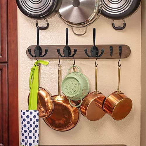 10 Pack Heavy Duty Black Wall Hooks for Mudroom, Backpacks, Robes + 30 Screws