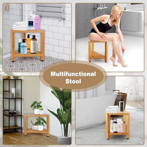 Bamboo Shower Foot Rest for Shaving Legs in Small Shower Spaces