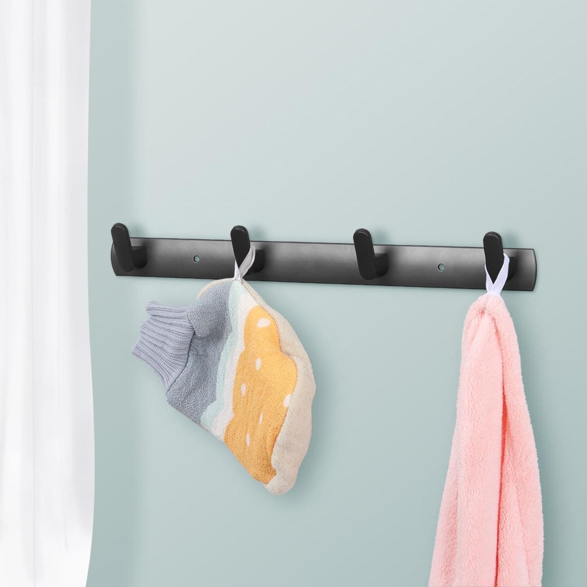 Multifunctional Robe Towel Hooks for Closets, Bathrooms, Hallways (Grey-4 Hooks)