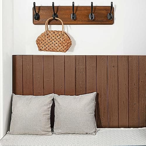 WEBI Rustic Brown 5-Hook Wall Mount Coat Rack