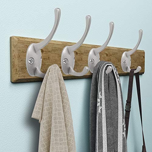 12 Pack Silver Coat Hooks with Screws for Wall Mounting - Retro Double Utility Hooks for Coats, Scarves, Bags, Towels, Keys, Hats