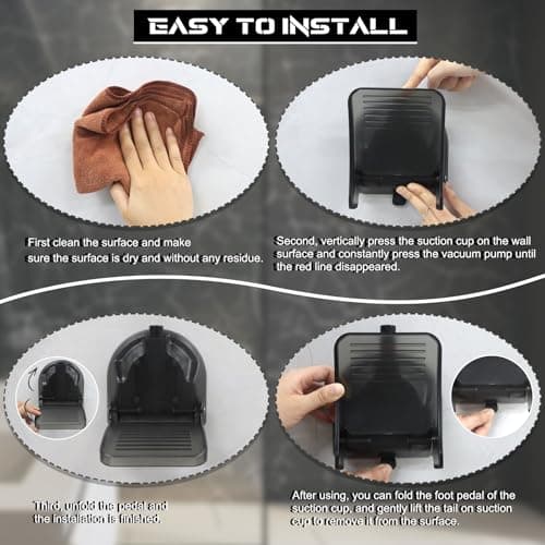 Anti-Slip Foldable Shower Rest for Legs, Suction Cup Pedal, Black, Pregnant & Back Pain Relief