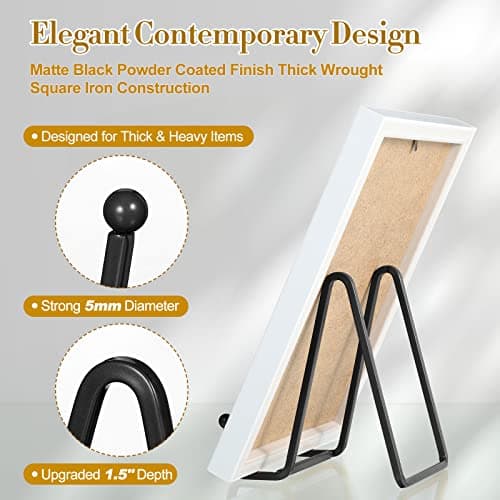 Therwen 24 Pack Black Metal Plate Stands for Home Display