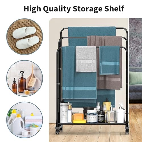 Black 3-Tier Freestanding Towel Rack for Bathroom and Bedroom