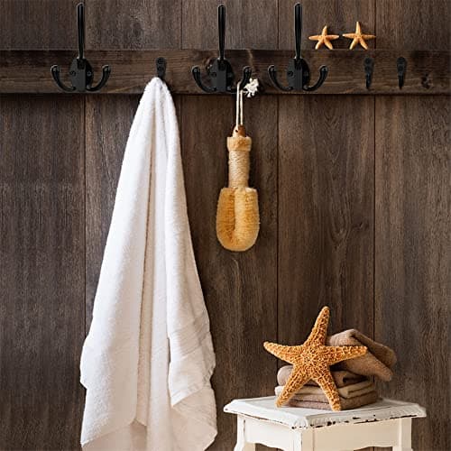 10 Pack Heavy Duty Black Wall Hooks for Mudroom, Backpacks, Robes + 30 Screws