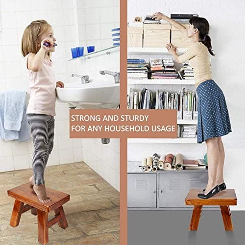 Black Solid Wood Step Stool for Kids Adults Fishing Plants
