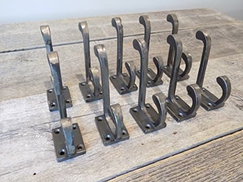 Midwest Craft House 10-Coat Hooks, 3.5" Long Iron Hooks for Hats, Coats, Towels